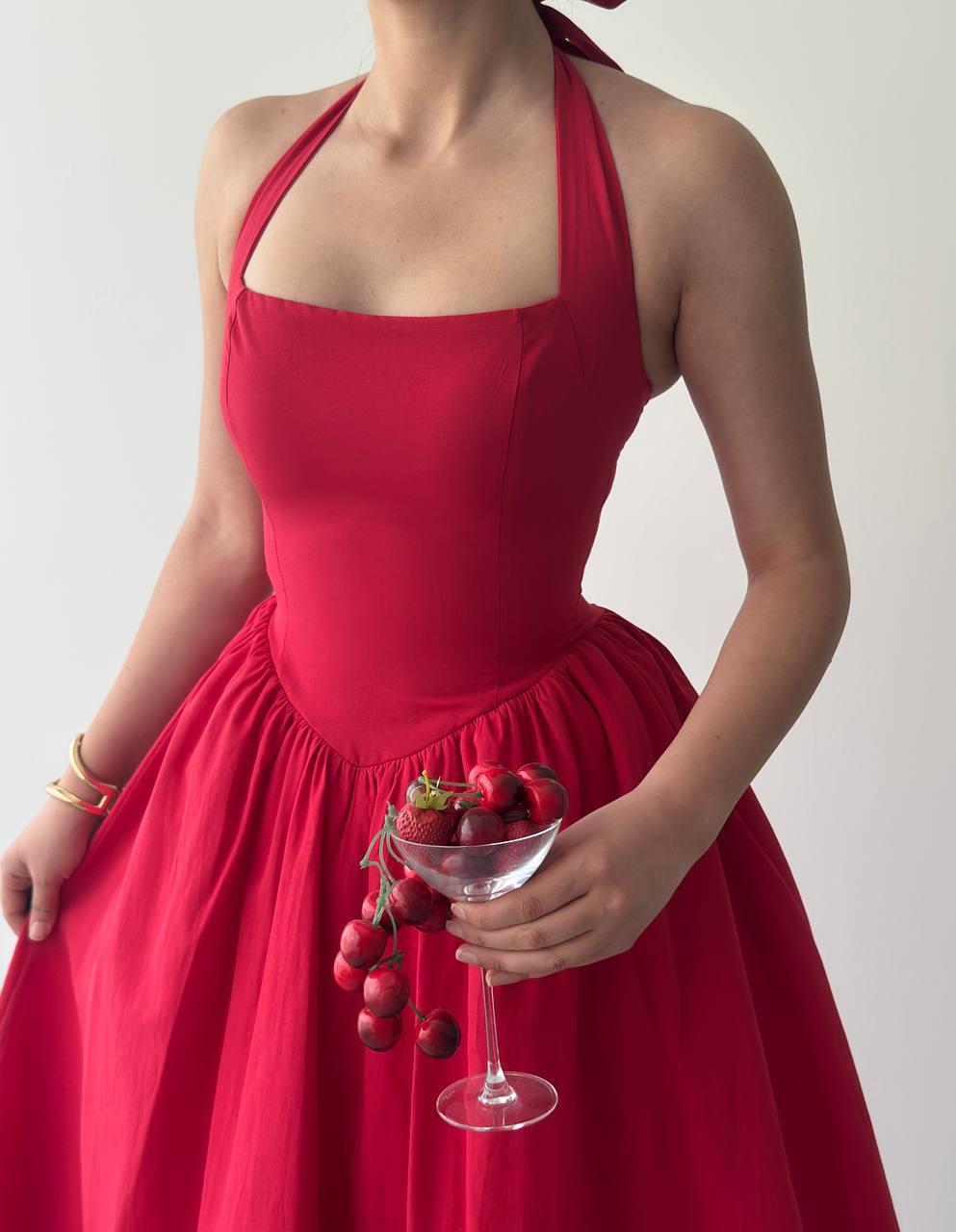 Fedro Poplin Midi Elbise