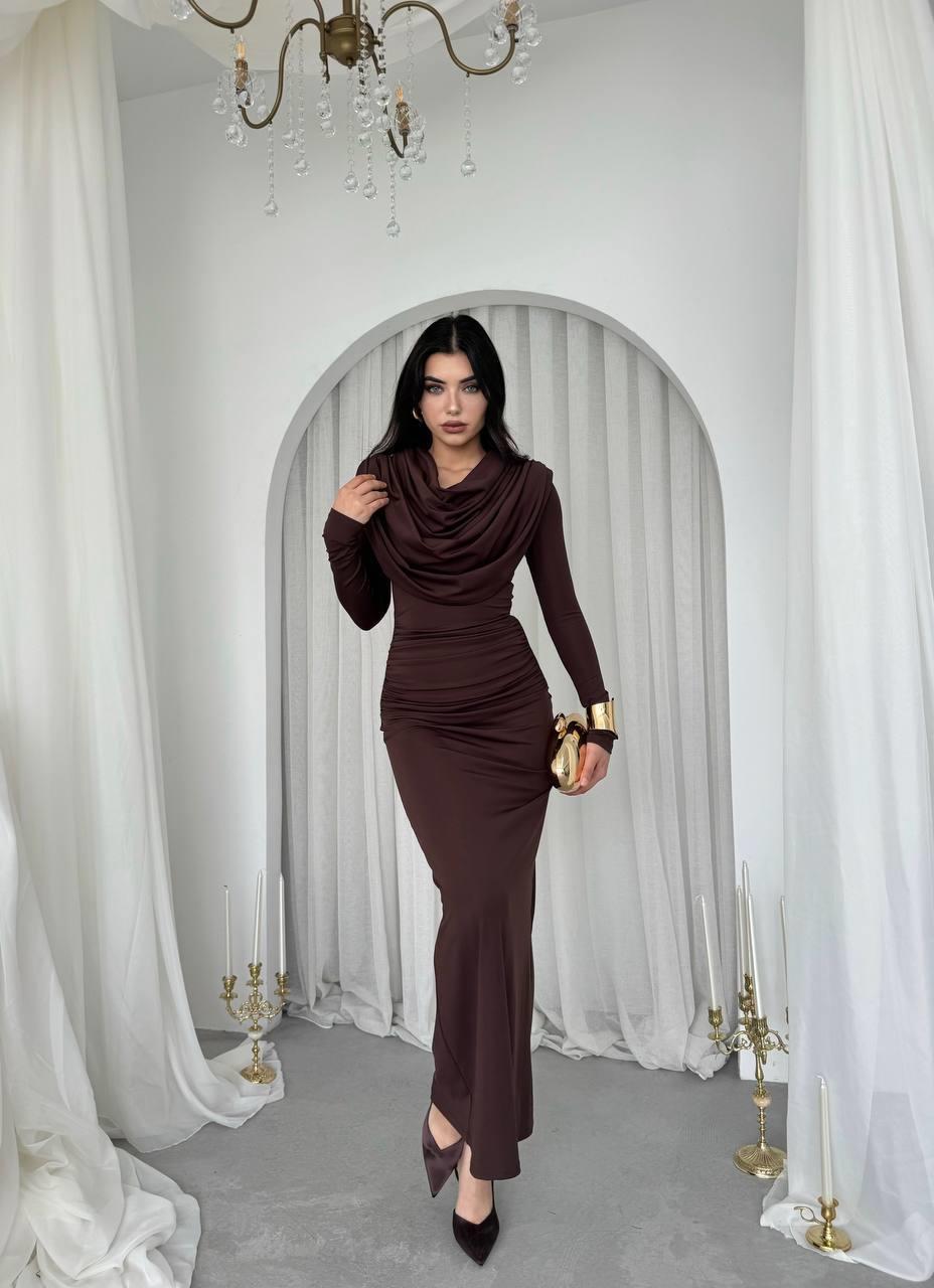 Crimson Drape Detay Uzun Elbise