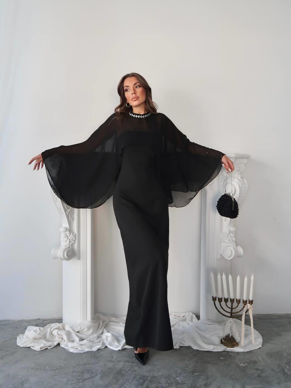 Alesta Tül Detaylı Tasarım Uzun Elbise 