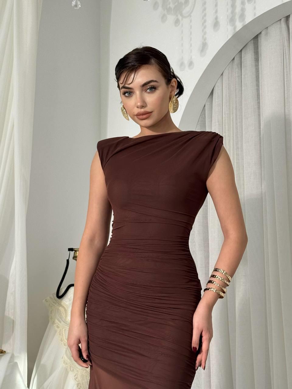 Bekol Midi Elbise Tül Detay