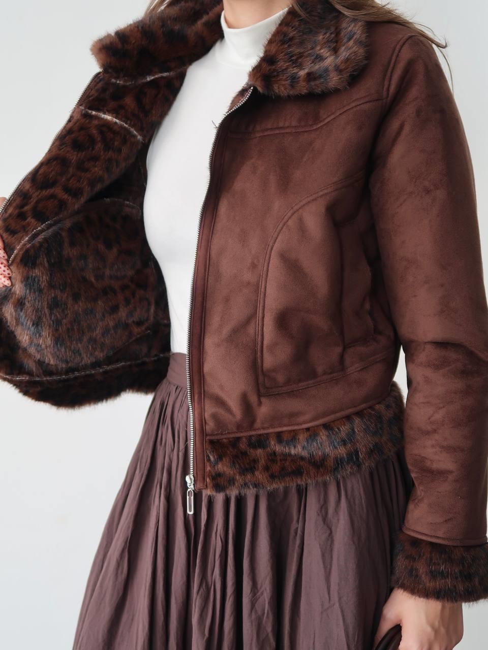 Wild Leopar Kürk Detay Mont