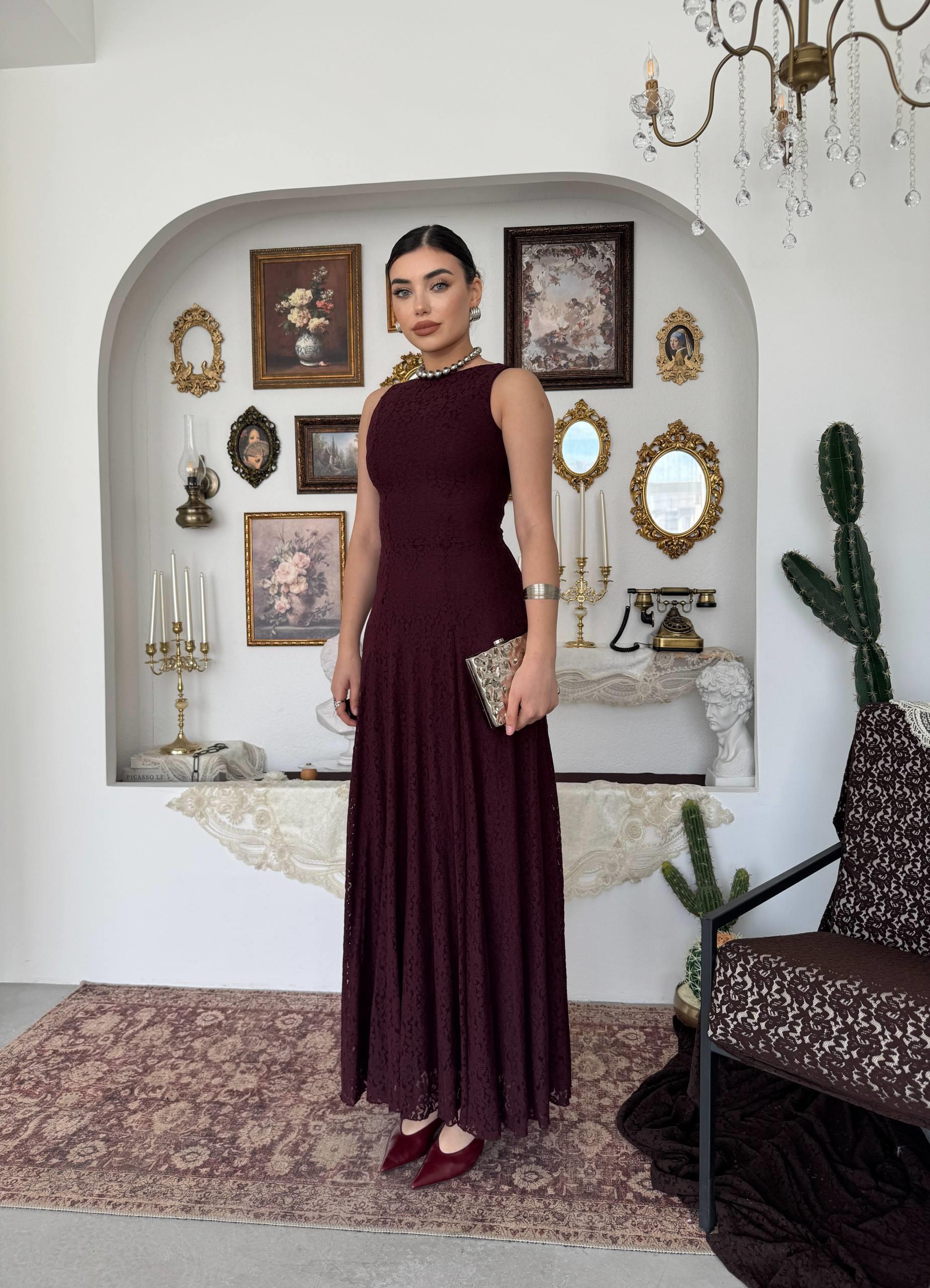 Swer Uzun Dantel Elbise