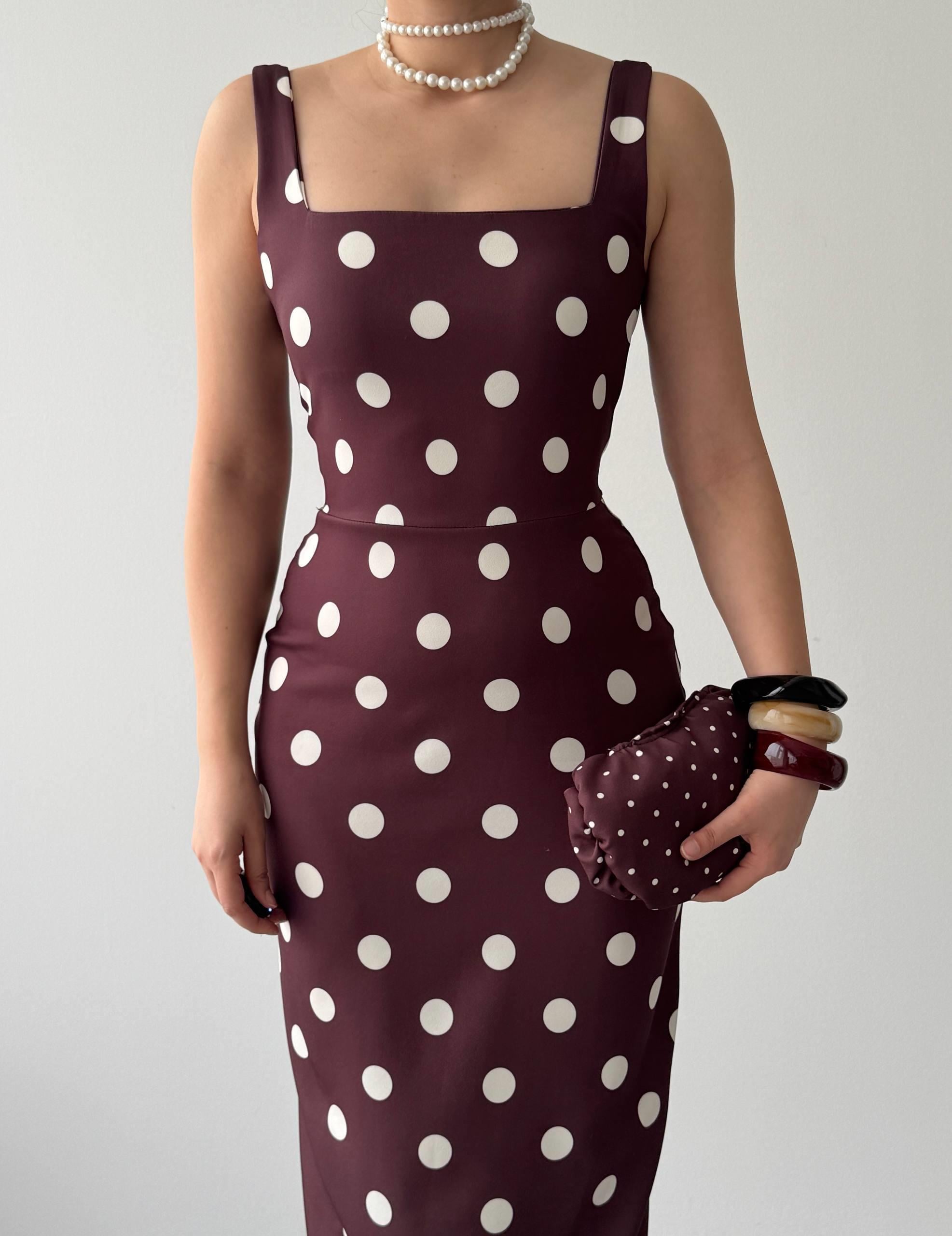 Wexe Puantiyeli Midi Elbise 