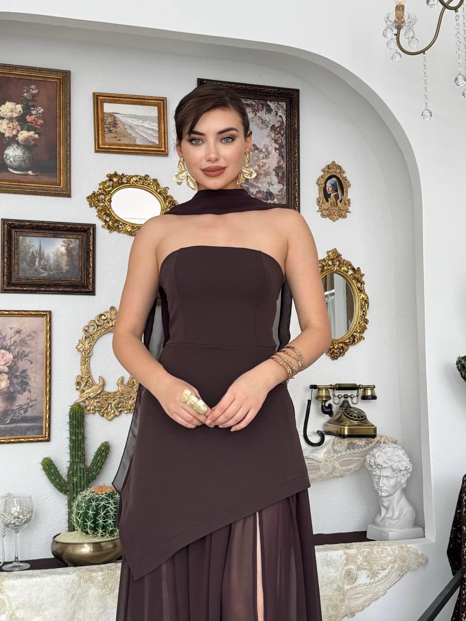 Luen Yırtmaç Detaylı Elbise