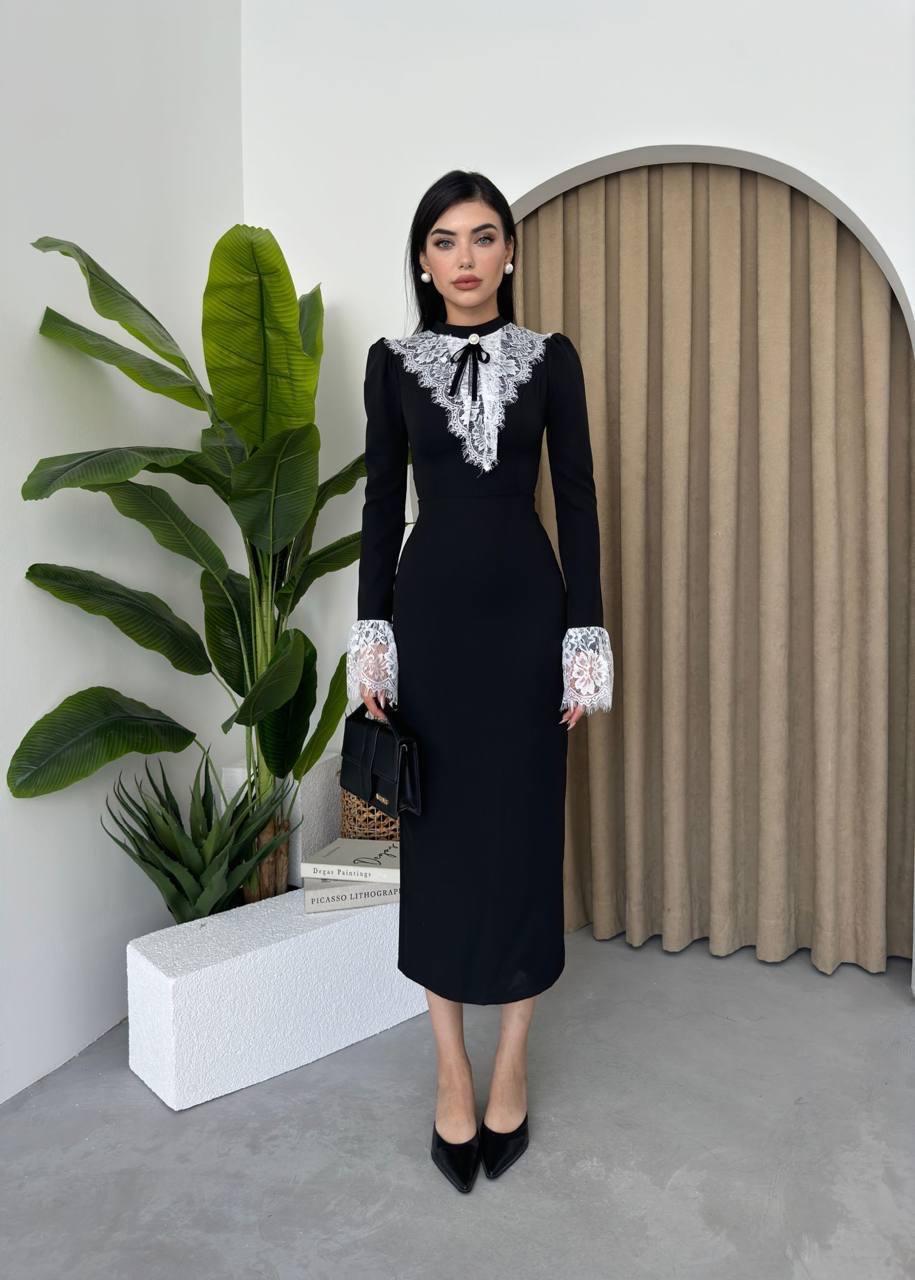 Victoria Dantel Detay Midi Elbise