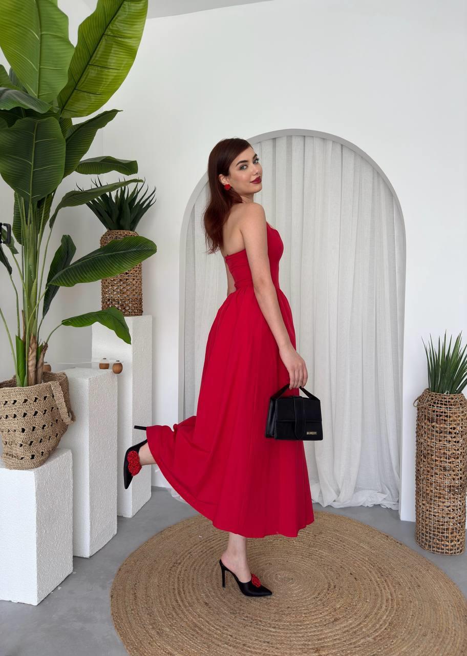 Fedro Poplin Midi Elbise