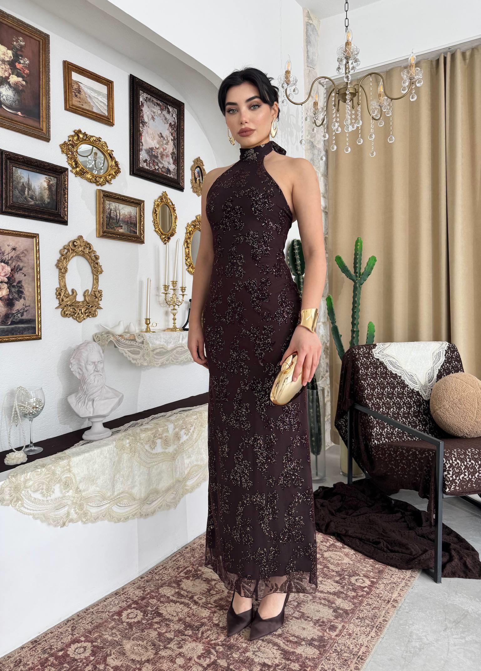 Gerne Boyun Bağlamalı Elbise