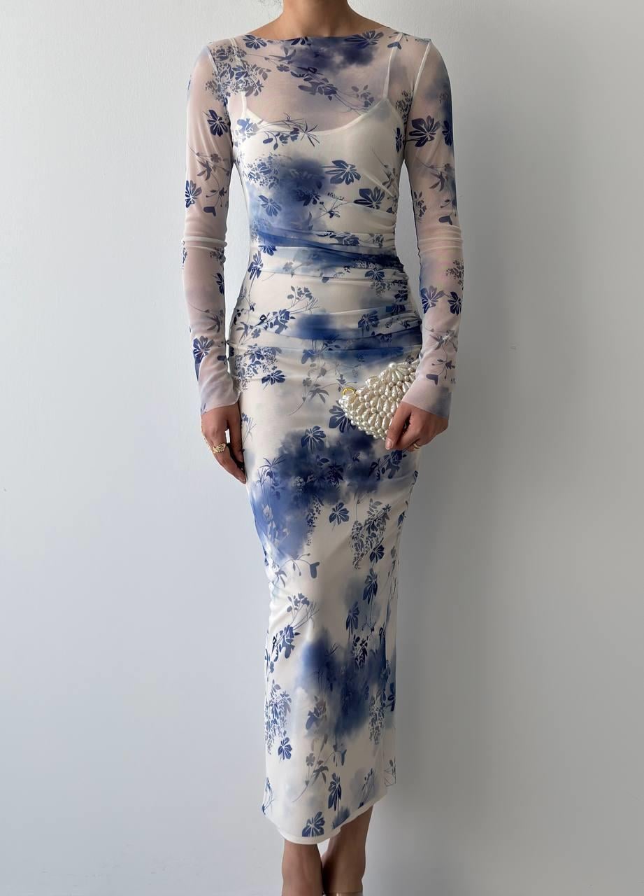 Rim Midi Tül Detay Elbise