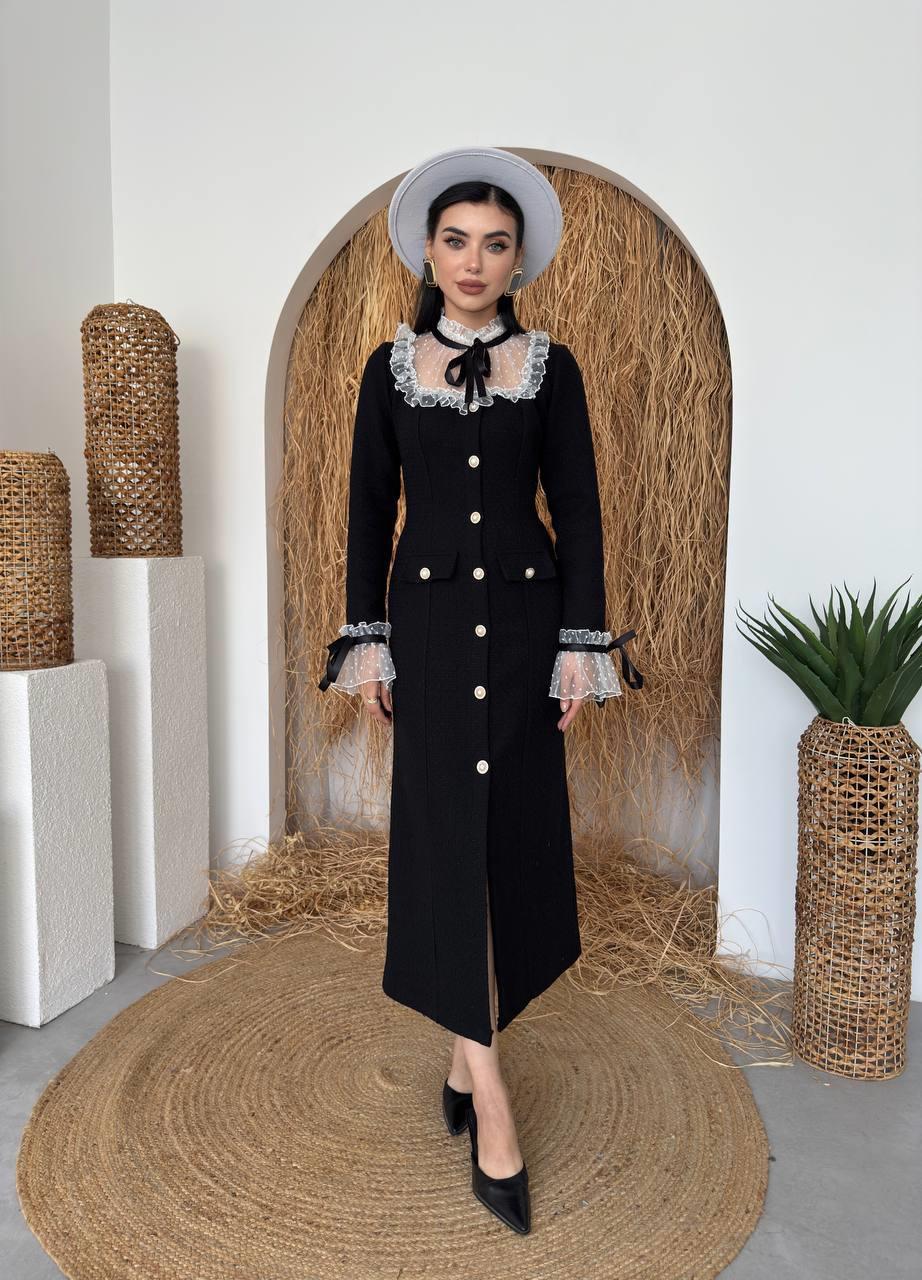 Dali Dantel Cep Detaylı Düğmeli  Elbise