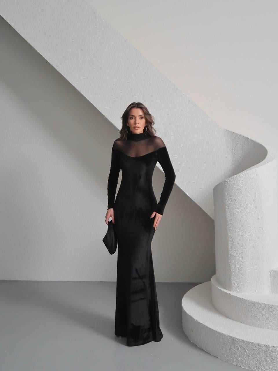 Kadife&Tül maxi boy elbise