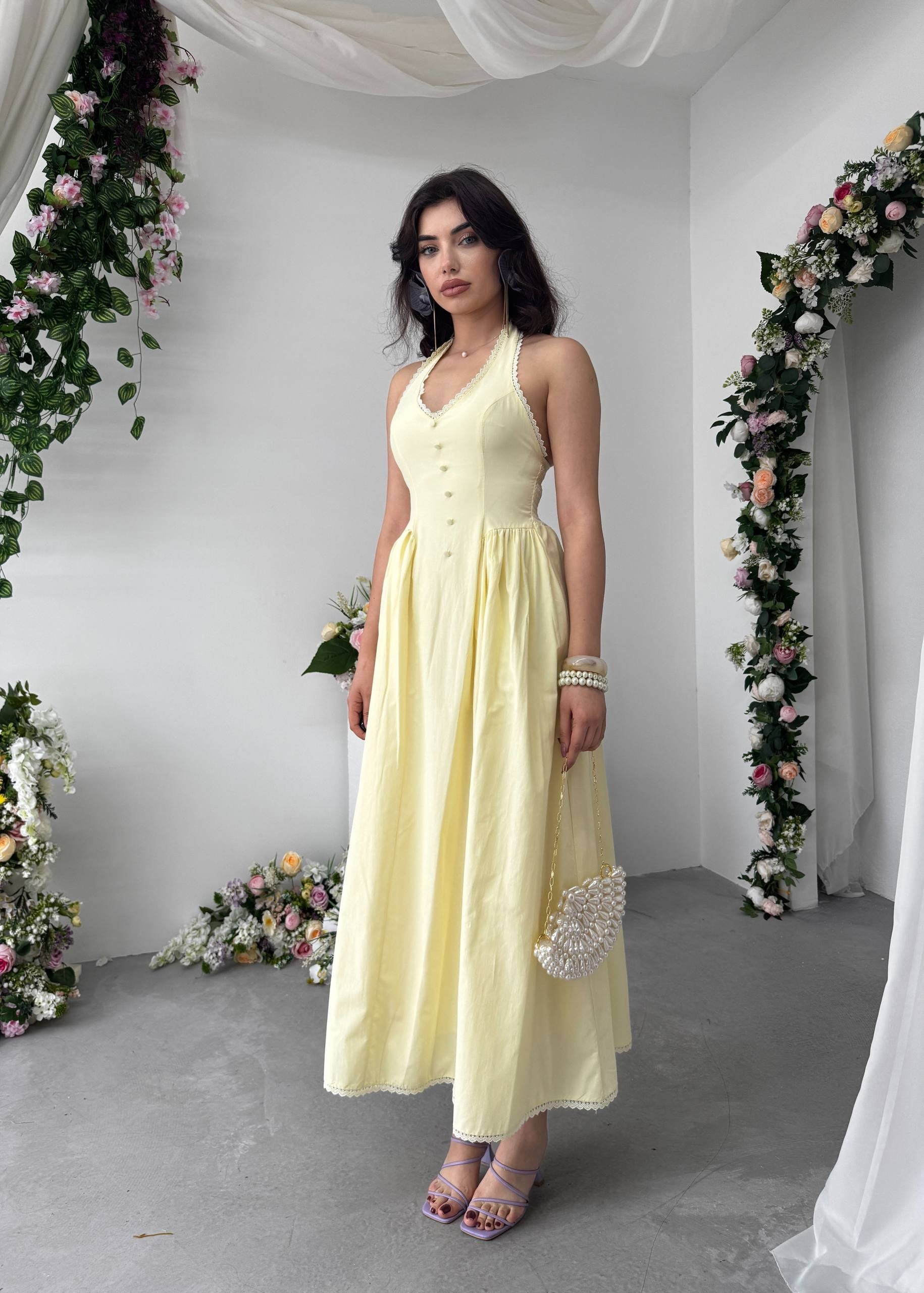 Nora Halter Yaka Poplin Elbise
