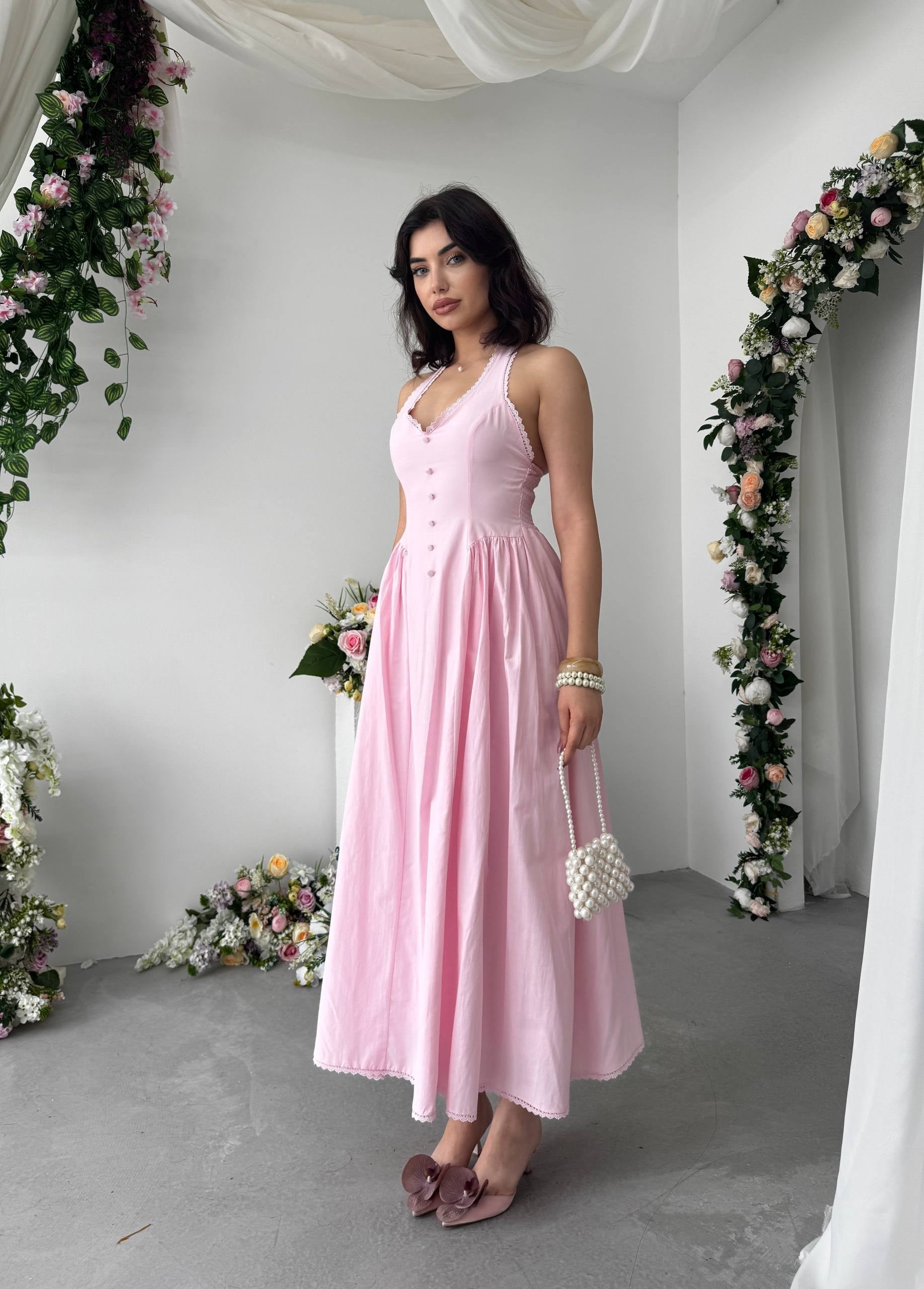Nora Halter Yaka Poplin Elbise  