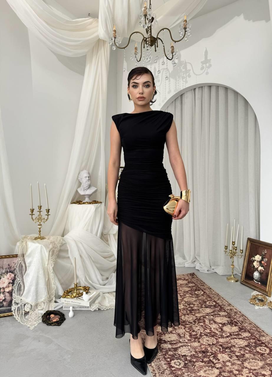 Bekol Midi Elbise Tül Detay