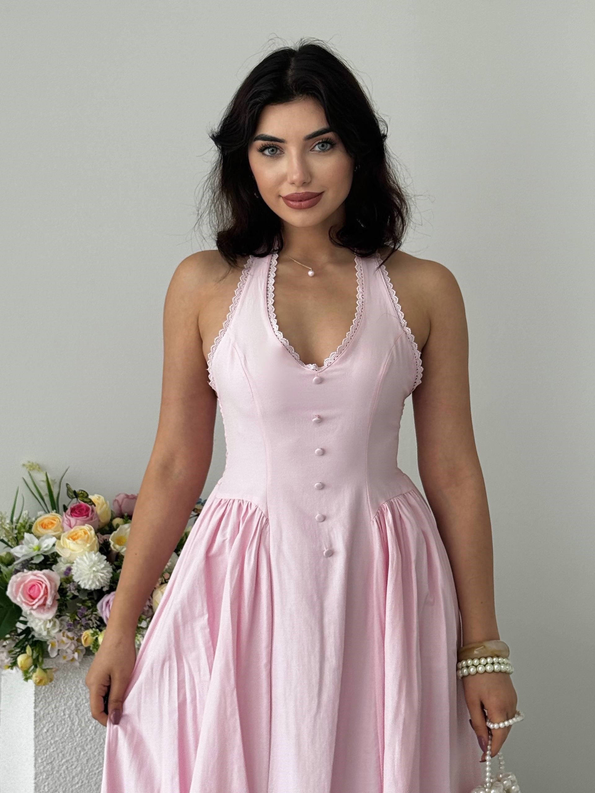 Nora Halter Yaka Poplin Elbise  