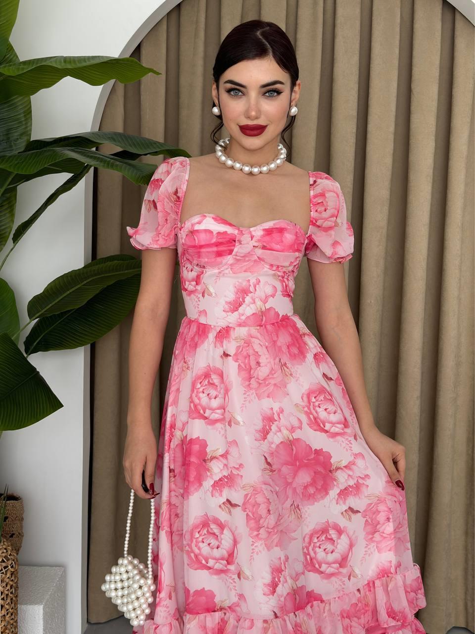 Candy Şifon Uzun Elbise