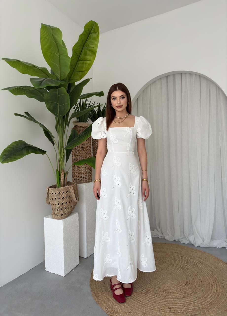 Nakışlı Fisto Uzun Desenli Elbise