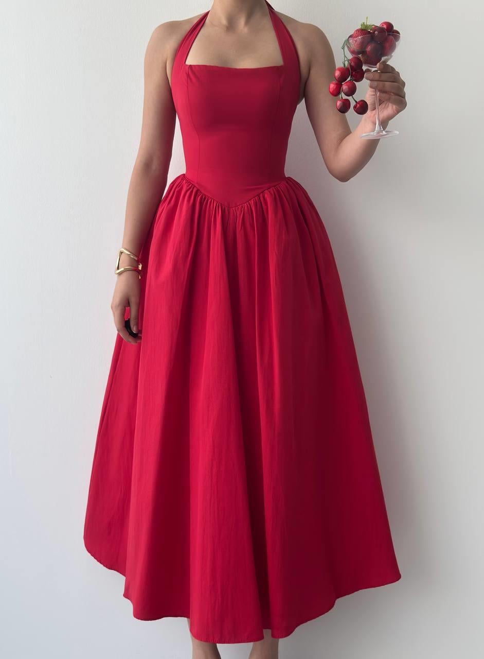 Fedro Poplin Midi Elbise