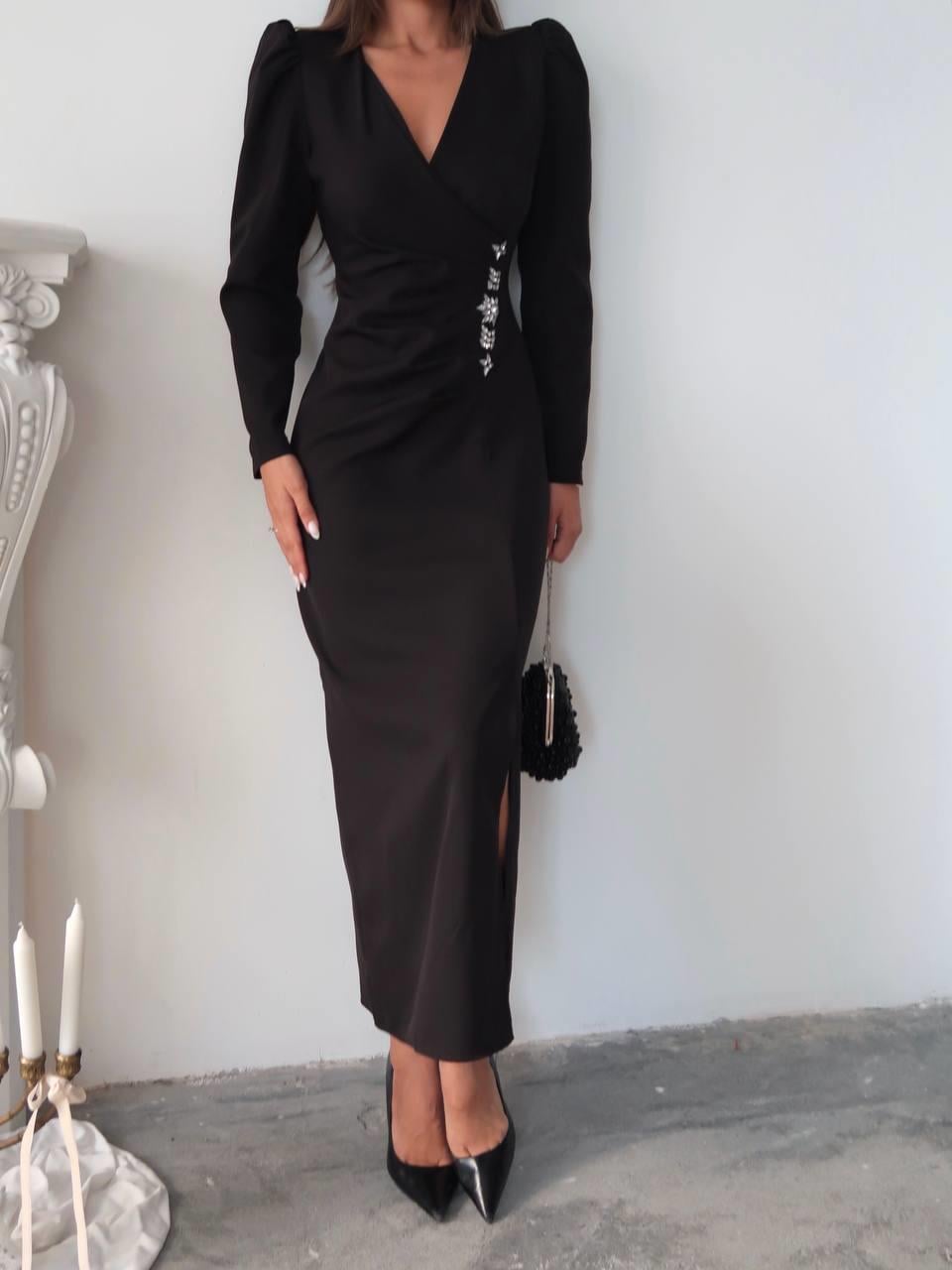 Barley Taş Baskılı Yırtmaclı Uzun elbise