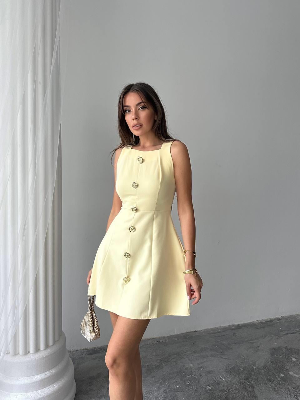 Düğmeli Atlas Mini Renata Elbise