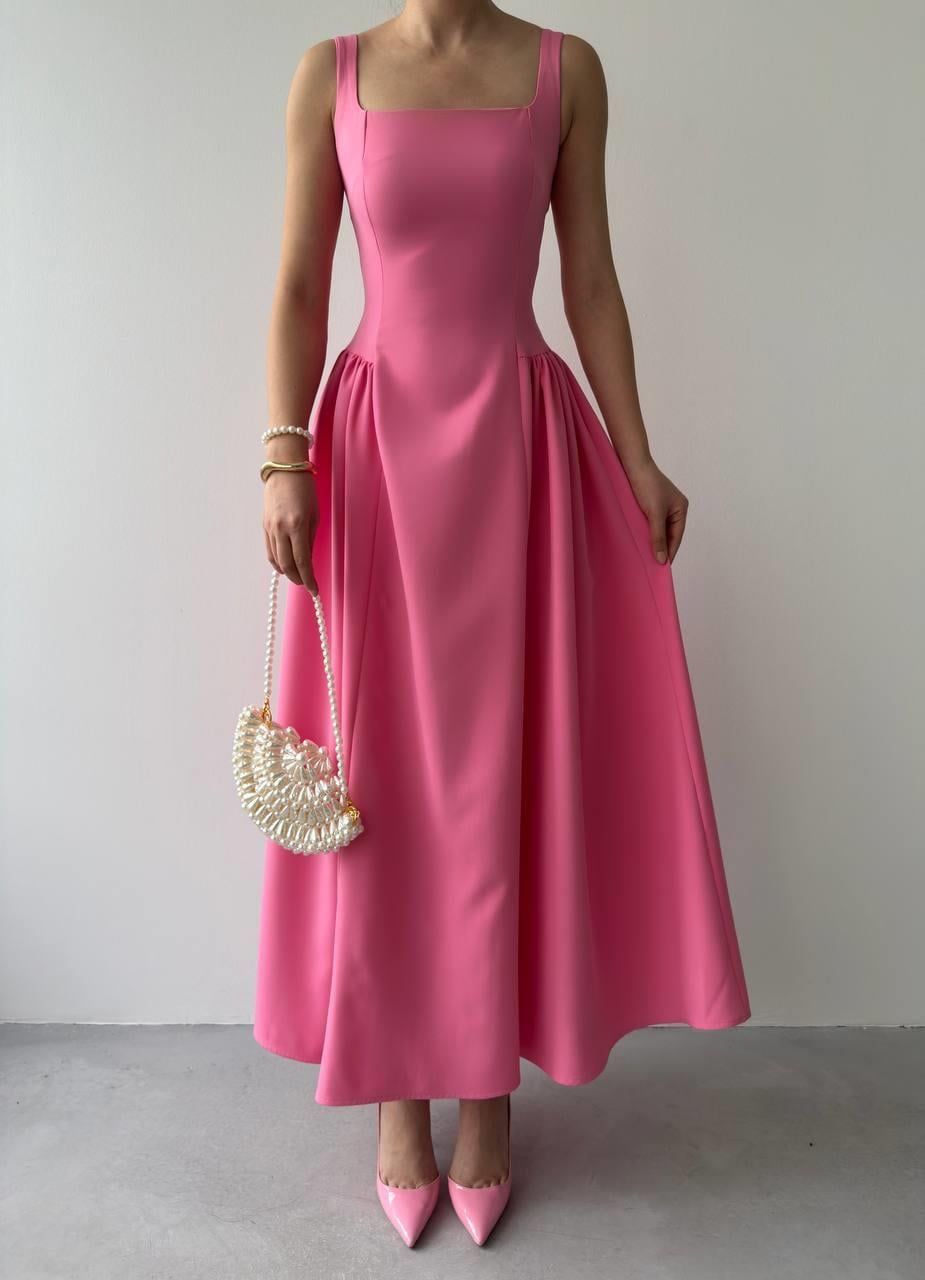 Kalın Askılı Hera Uzun Atlas Elbise