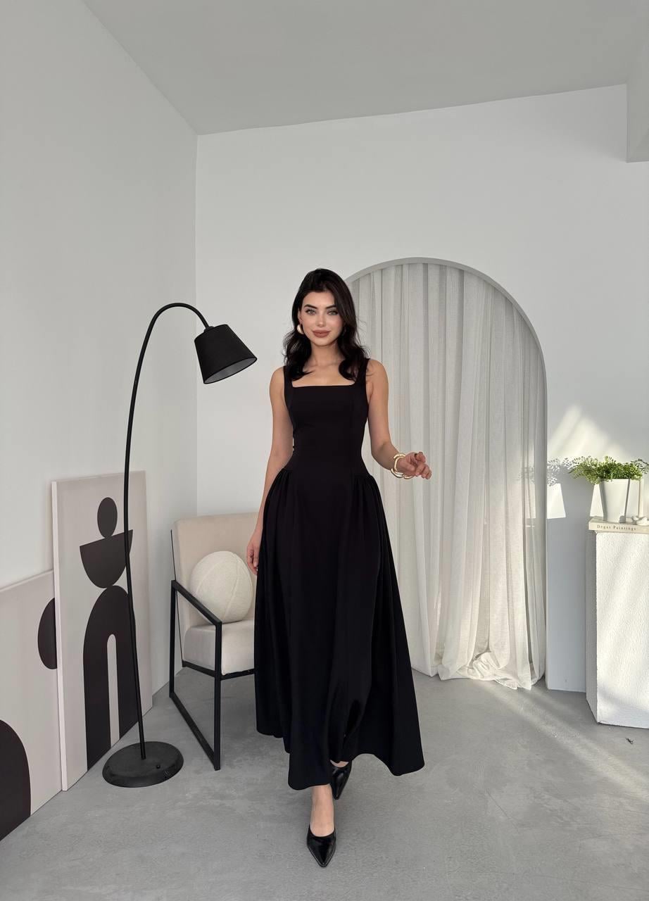 Kalın Askılı Hera Uzun Atlas Elbise