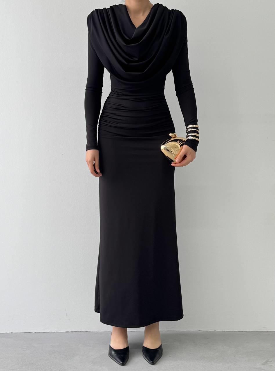 Crimson Drape Detay Uzun Elbise