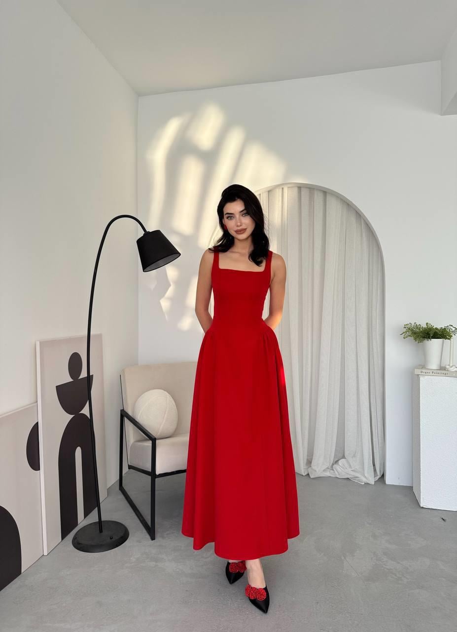 Kalın Askılı Hera Uzun Atlas Elbise