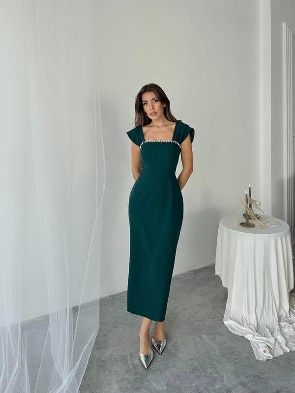 Elenor Uzun Atlas Elbise