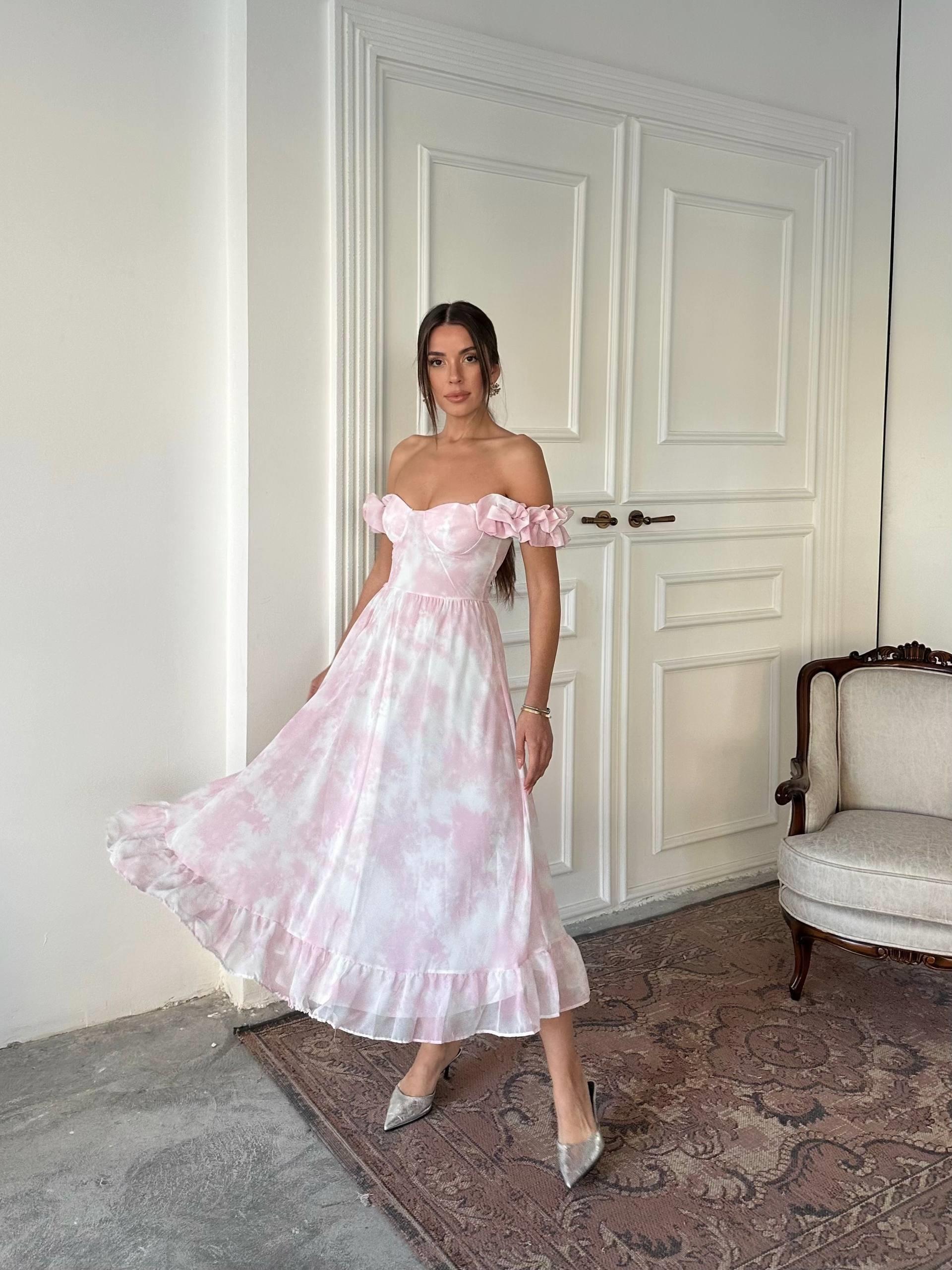 Bridney Uzun Şifon Elbise