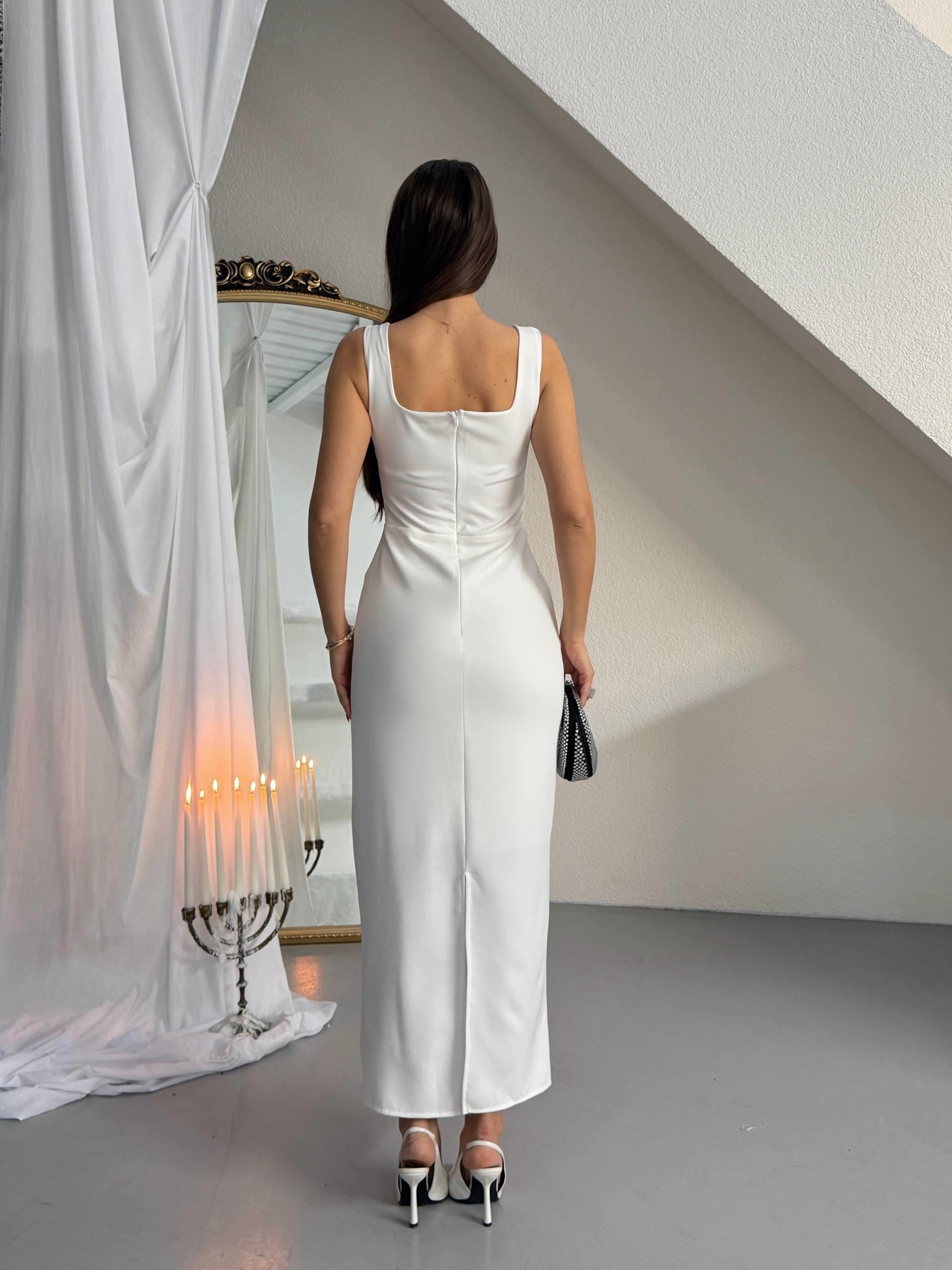 Taşlı Tasarım Uzun Elbise Romane