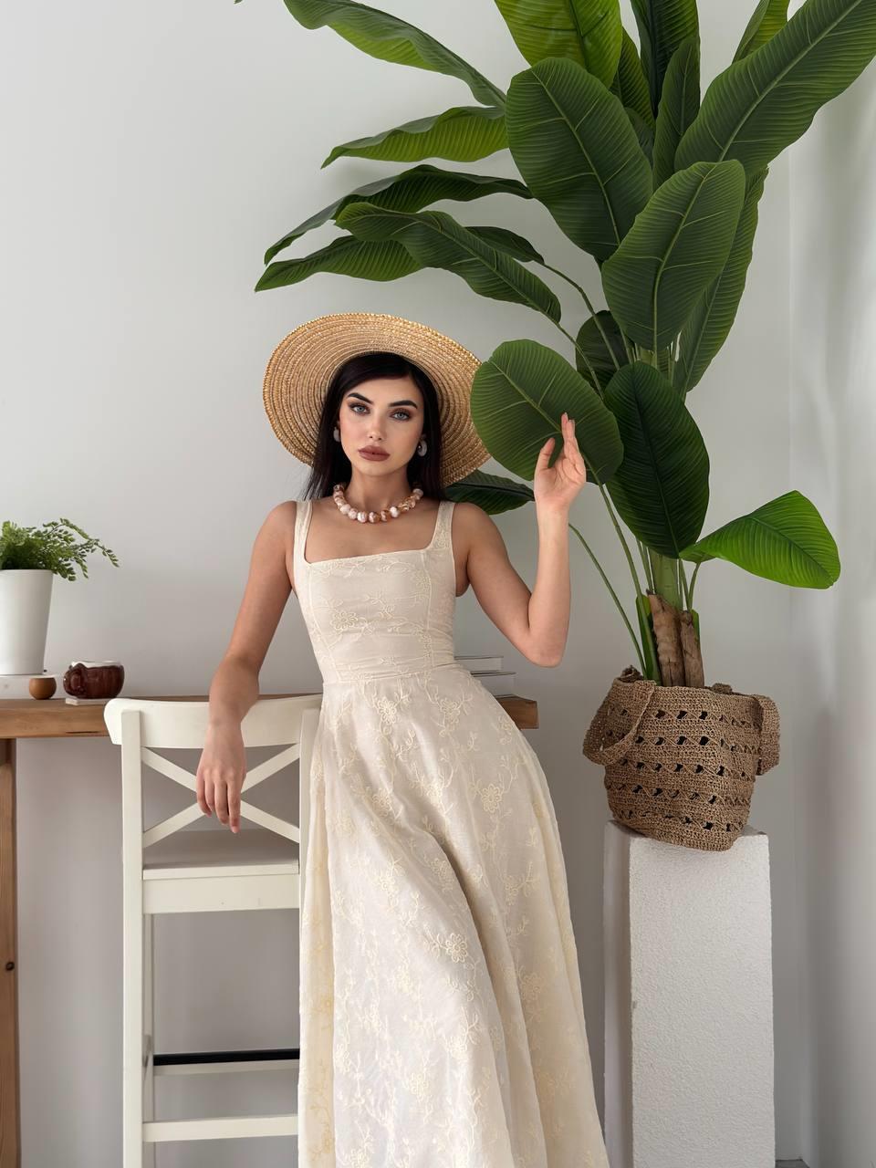 Cuper Çiçek Detaylı Elbise