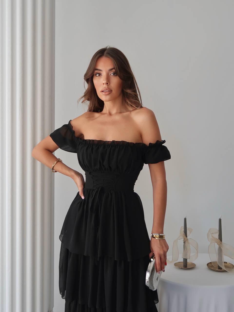 Zuzu Straplez Şifon Uzun Elbise