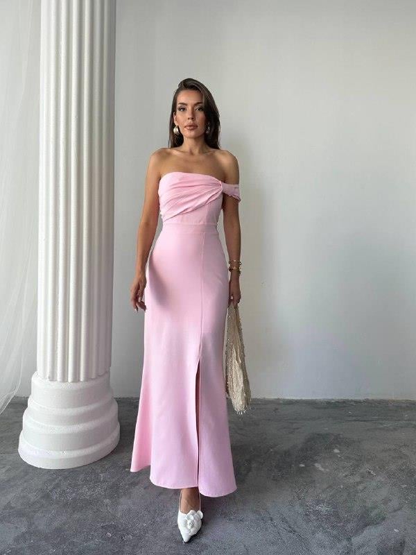 Aura Yırtmaçlı Uzun Elbise