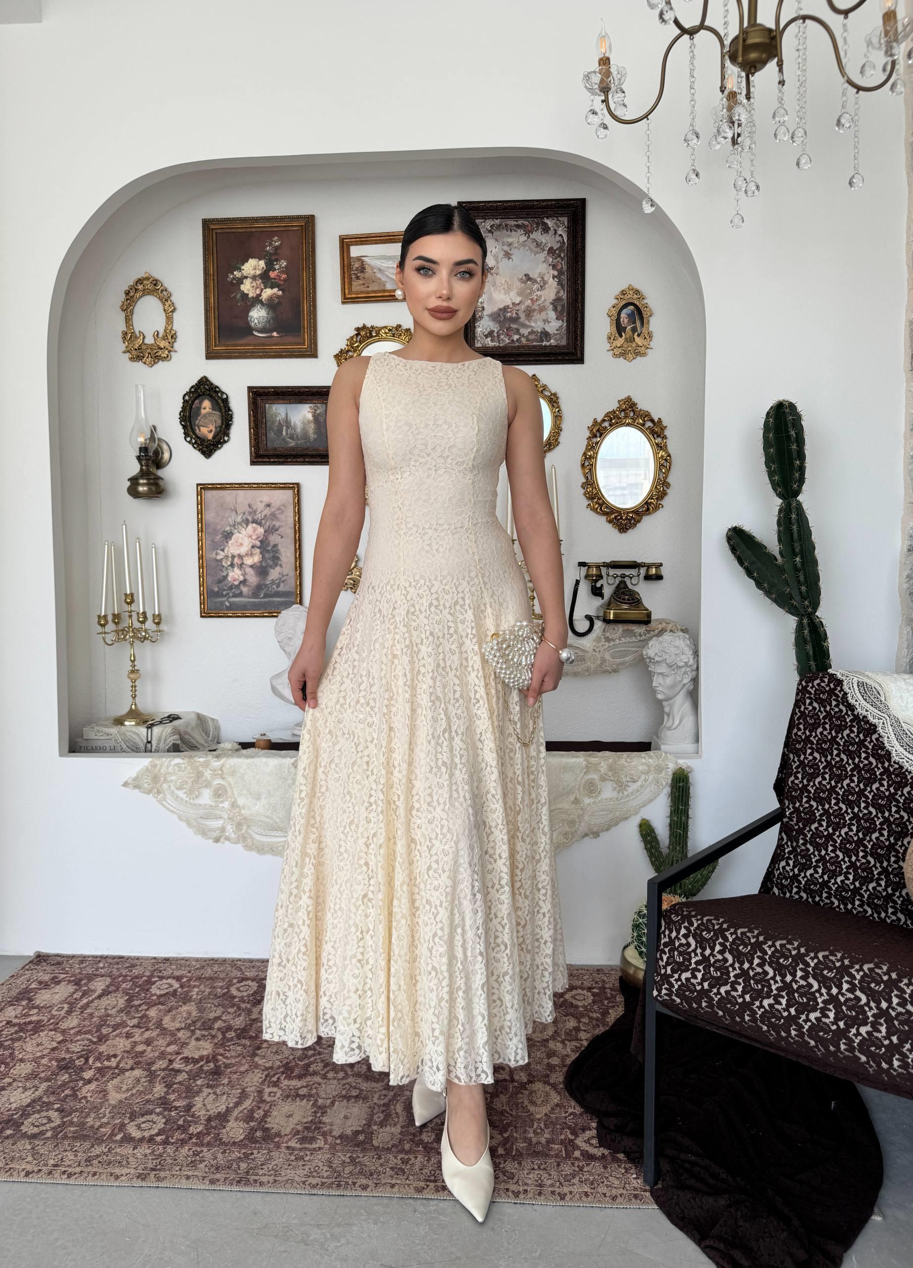 Swer Uzun Dantel Elbise