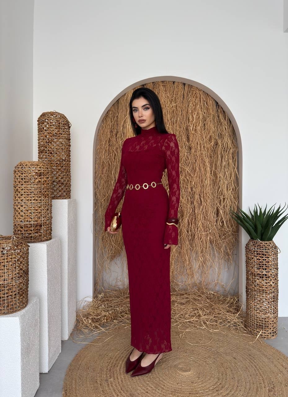 Beela Midi Dantel Tasarım Elbise KOD 00226 E6	