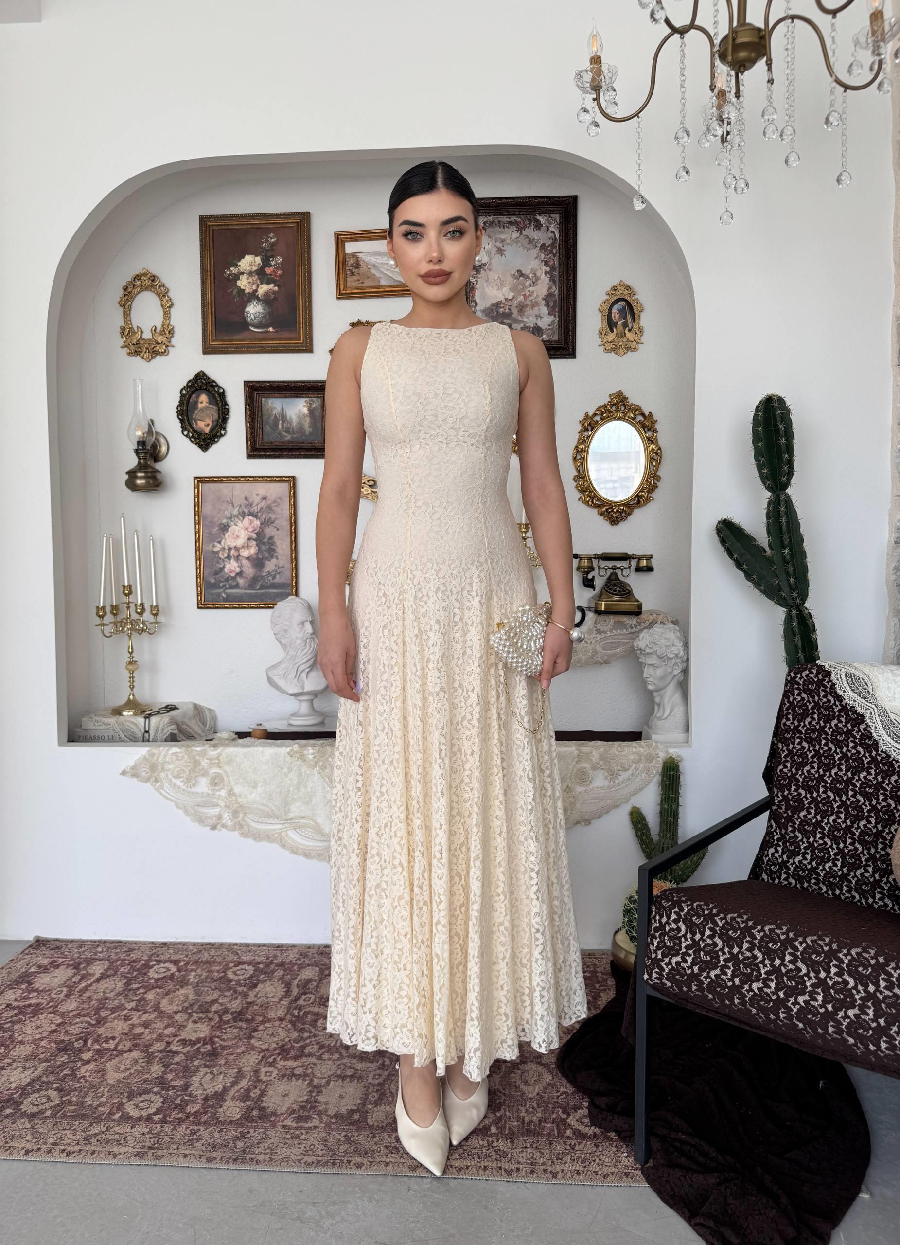 Swer Uzun Dantel Elbise