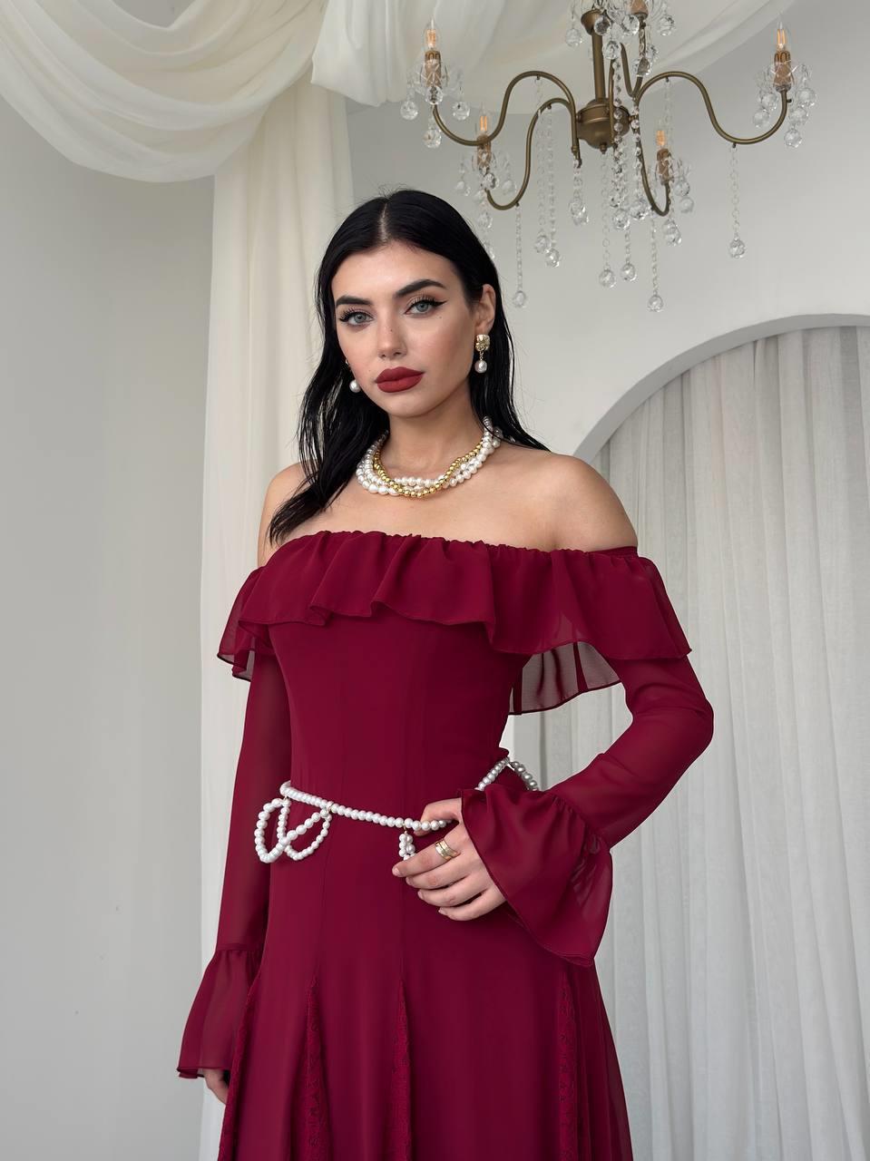 Ester Dantel Detaylı Straplez Elbise