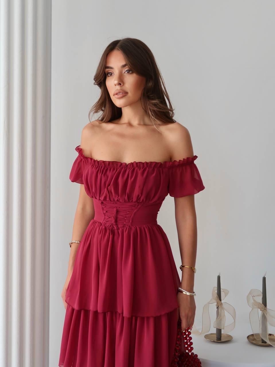 Zuzu Straplez Şifon Uzun Elbise