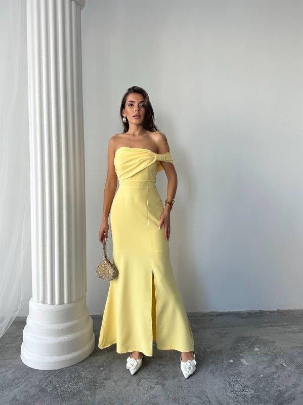 Aura Yırtmaçlı Uzun Elbise