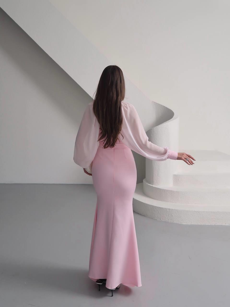 Kalp Yaka Taşlı Tasarım Şifon Elbise Angeline