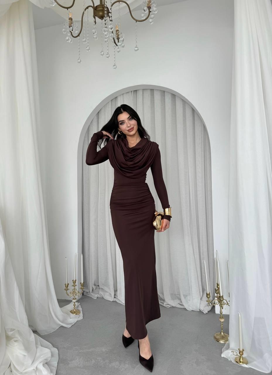 Crimson Drape Detay Uzun Elbise