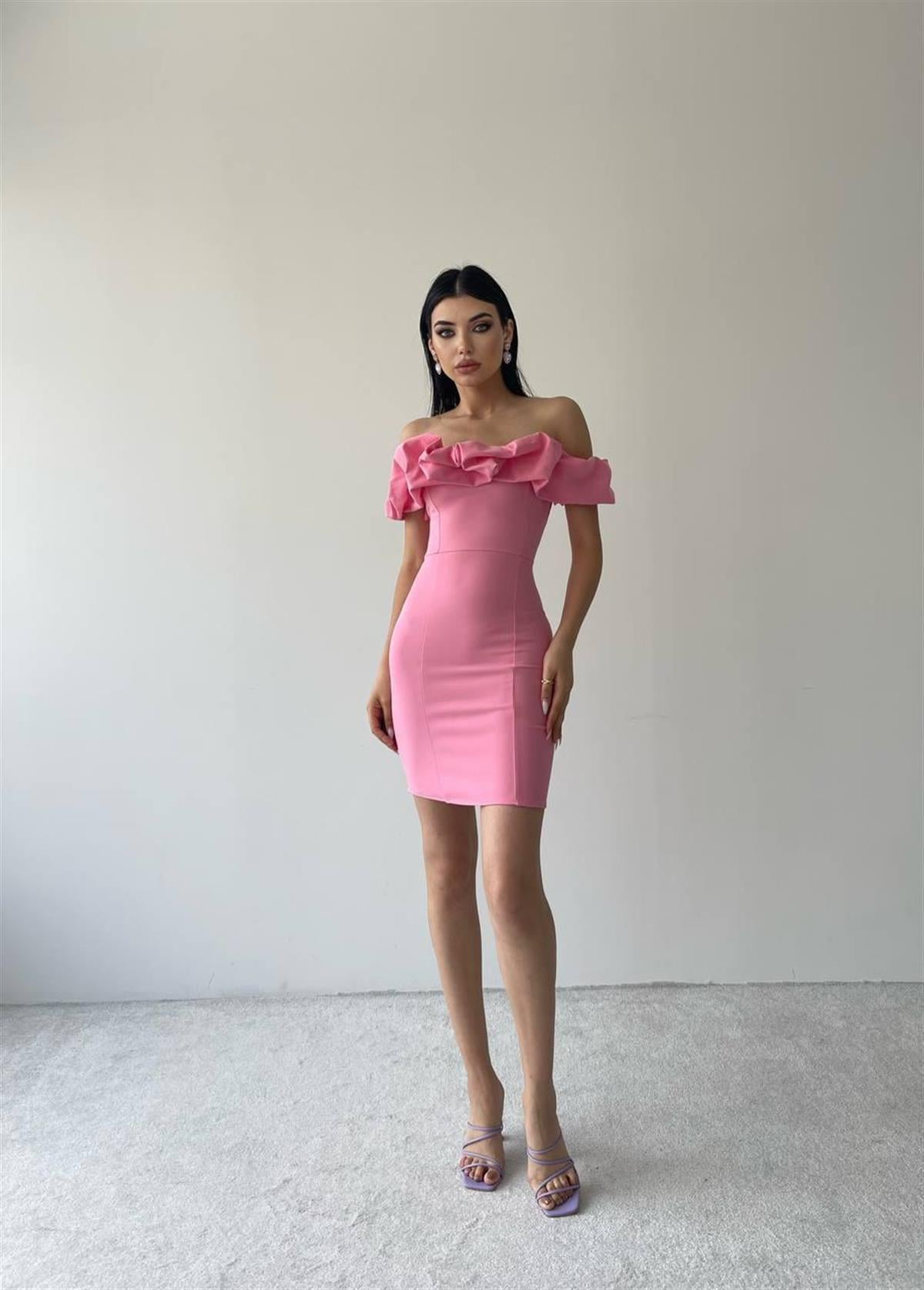 Amour Fırfır Detay Mini Elbise 