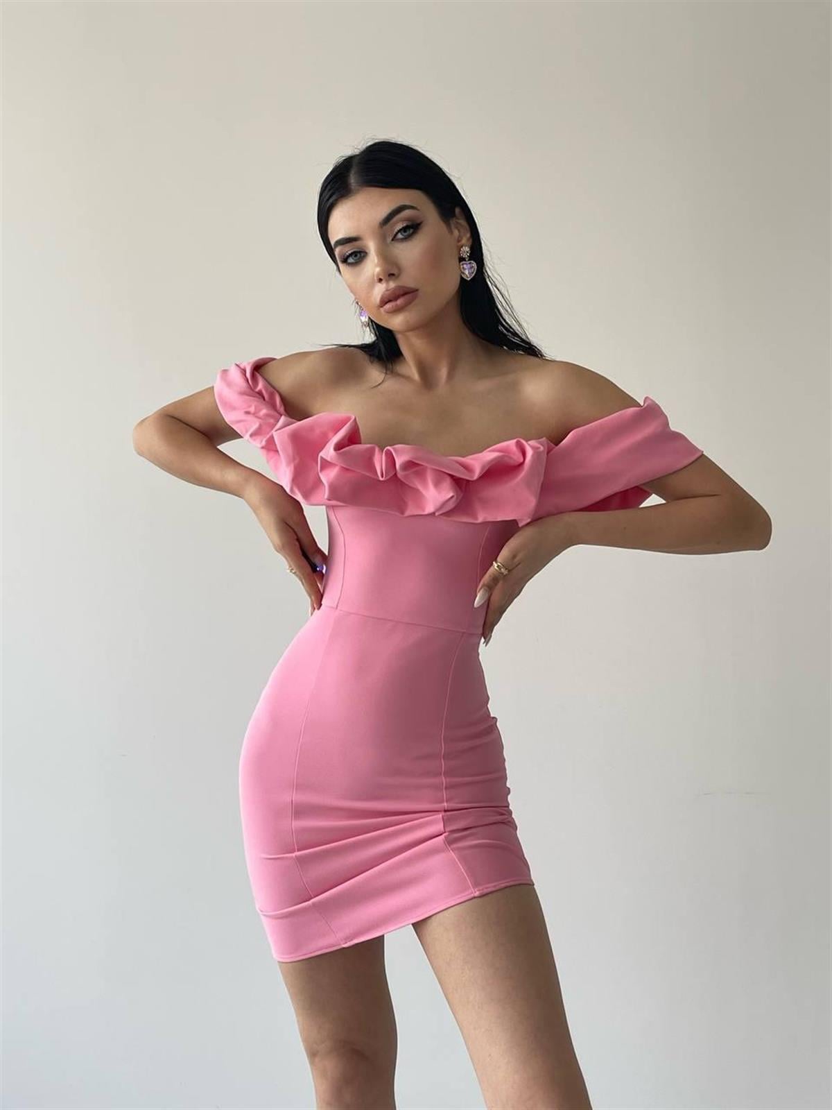 Amour Fırfır Detay Mini Elbise 