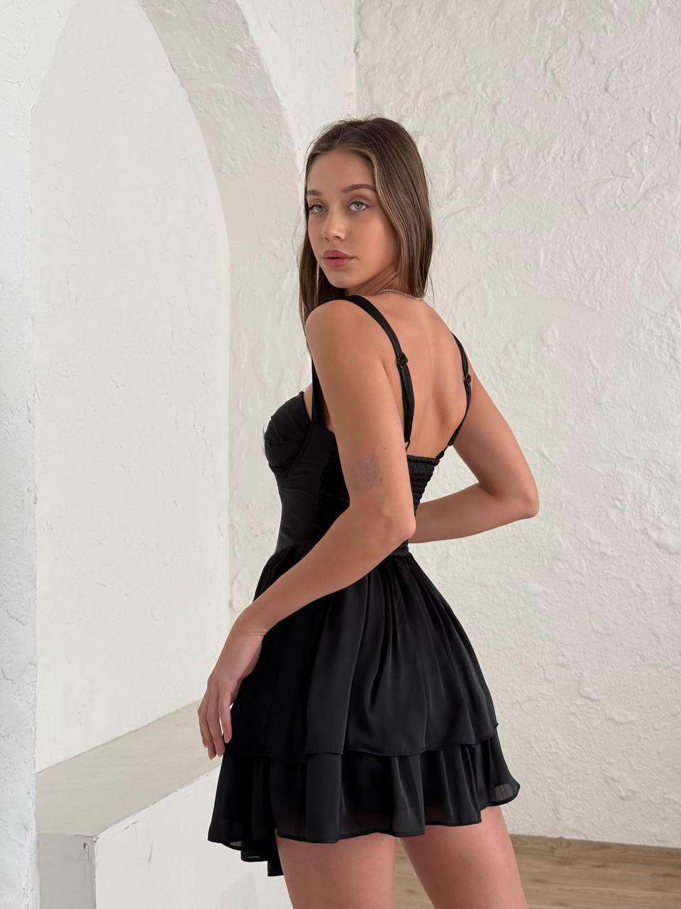 Amy Tasarım Gloplu Askılı Mini Elbise