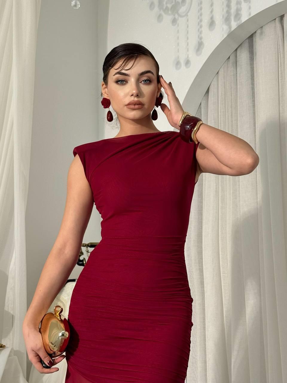 Bekol Midi Elbise Tül Detay