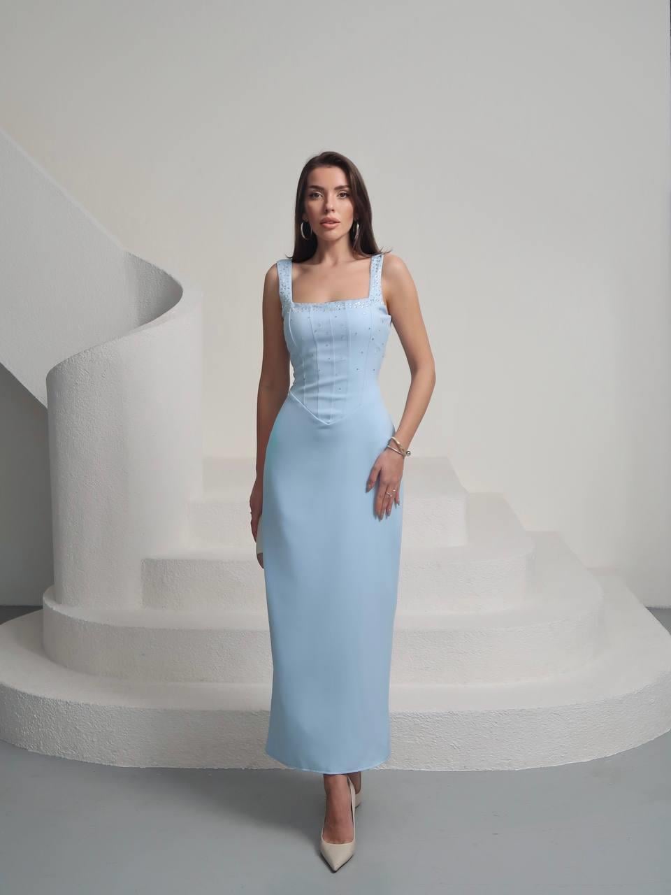 Taşlı Tasarım Uzun Elbise Romane