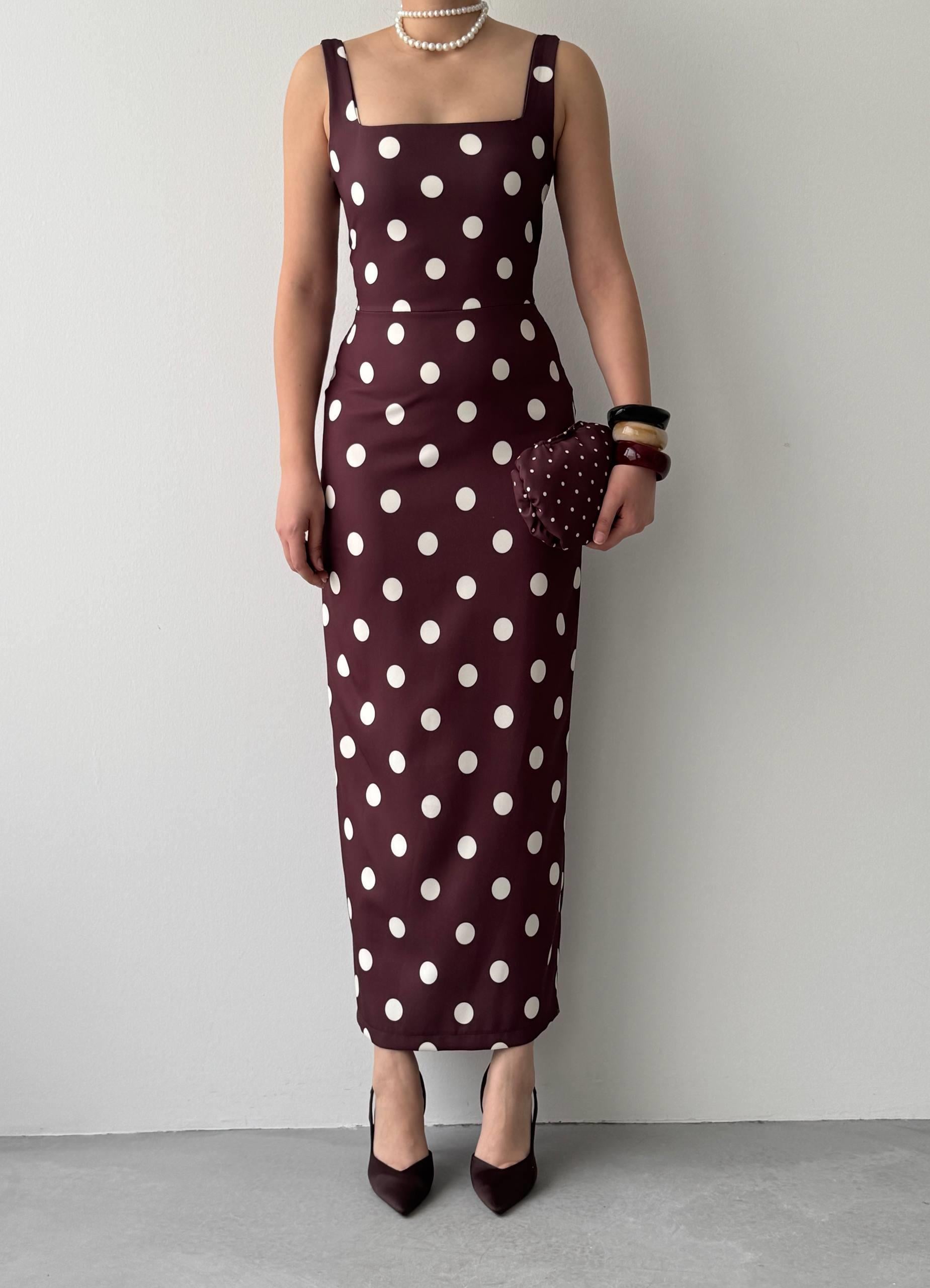 Wexe Puantiyeli Midi Elbise 