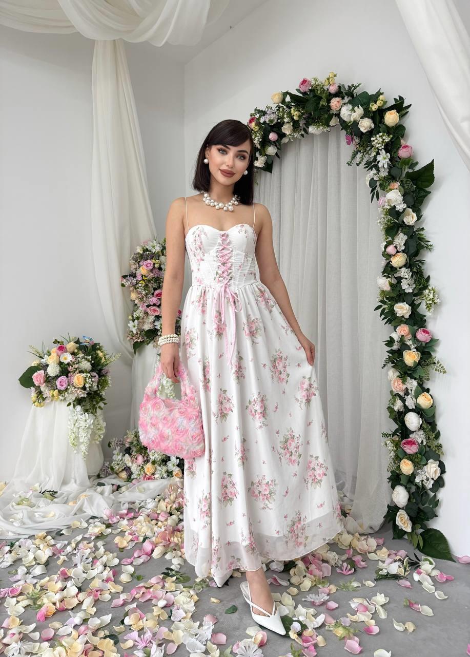 Askılı Tasarım Rose Uzun Elbise