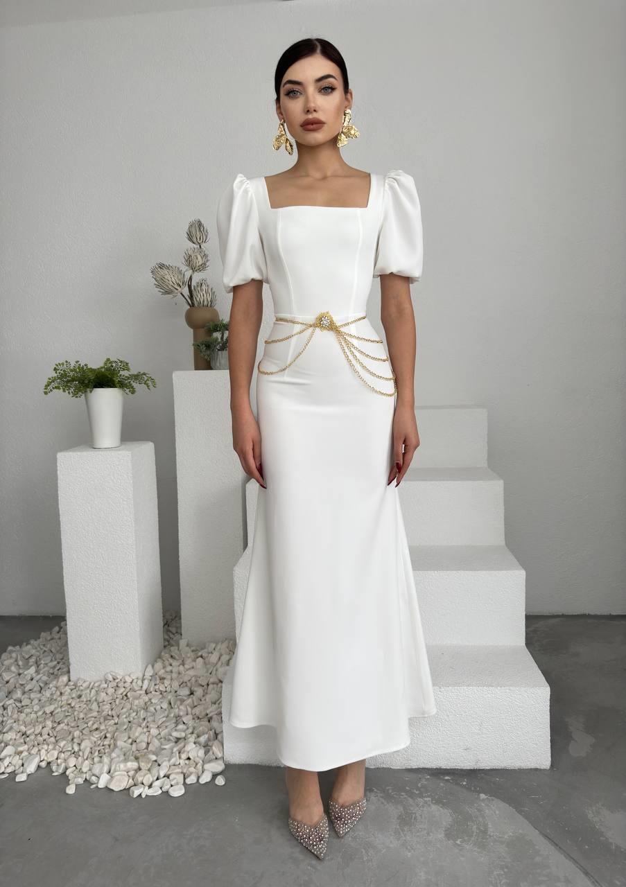 Balon Kol Uzun Maya Elbise