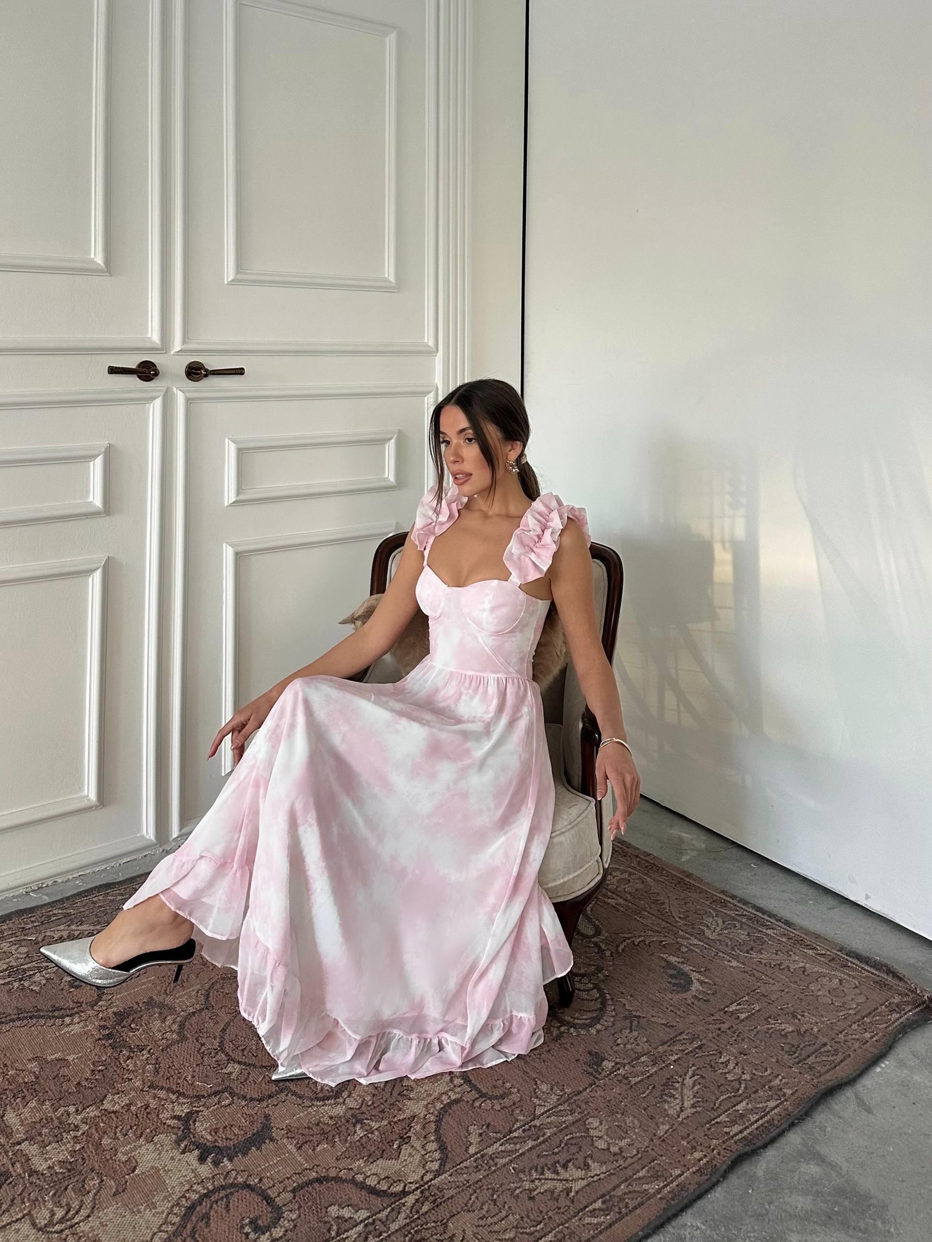 Bridney Uzun Şifon Elbise